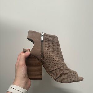 Vince Camuto Taupe Perforated Heeled Boots
